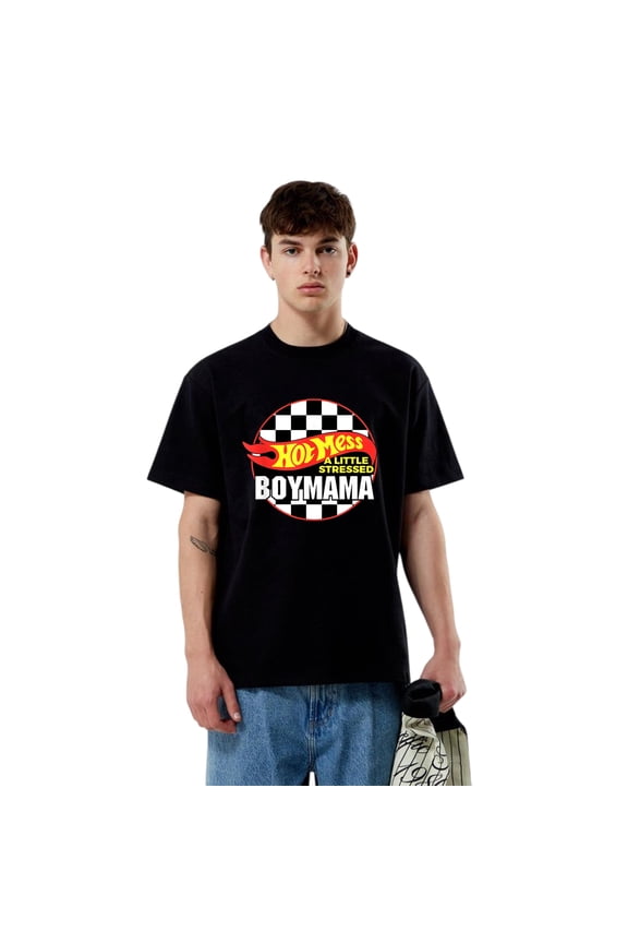 Hot Mess A Little Stressed Boy Mama Mom Life Busy T-Shirt, for men & women, up to size 5XL