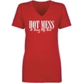thumbnail image 1 of Hot Mess & Doing My Best Womens V-Neck T-Shirt, 1 of 2