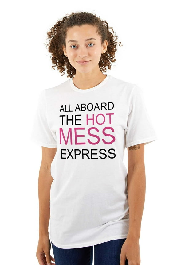 Hot Mess Express Train Adult Quote Women's Plus Size Graphic Tee Brisco Brands 2X