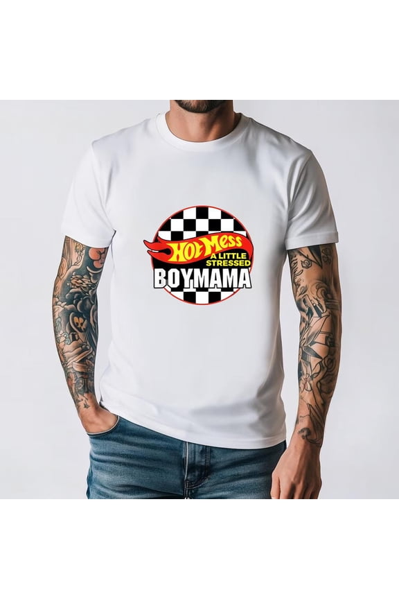 Hot Mess Mama Cute Retro Funny Chaos Mom Humor Graphic Style Unisex T-Shirt, for men & women, up to size 5XL.