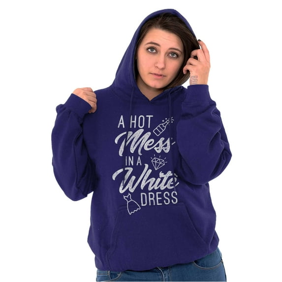 Hot Mess White Dress Bachelorette Hoodie Sweatshirt Women Brisco Brands X