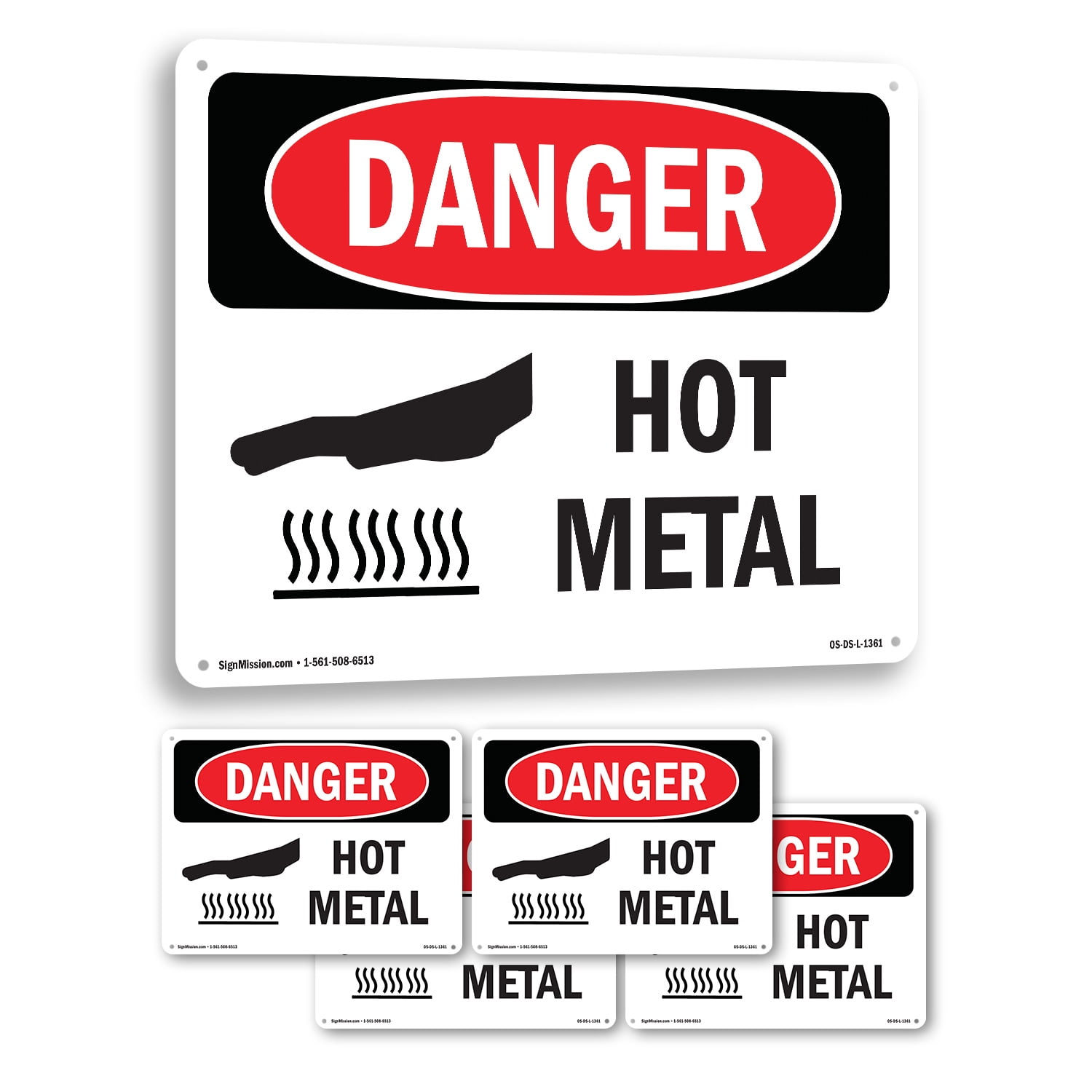 Hot Metal OSHA Danger Rigid Plastic Sign 24 Inch x 18 Inch - 5 Pack ...