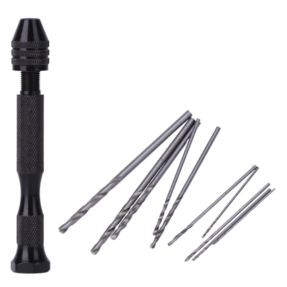 Hot Micro Aluminum Hand Drill Keyless Chuck + 10pcs Twist Drills Rotary Tools