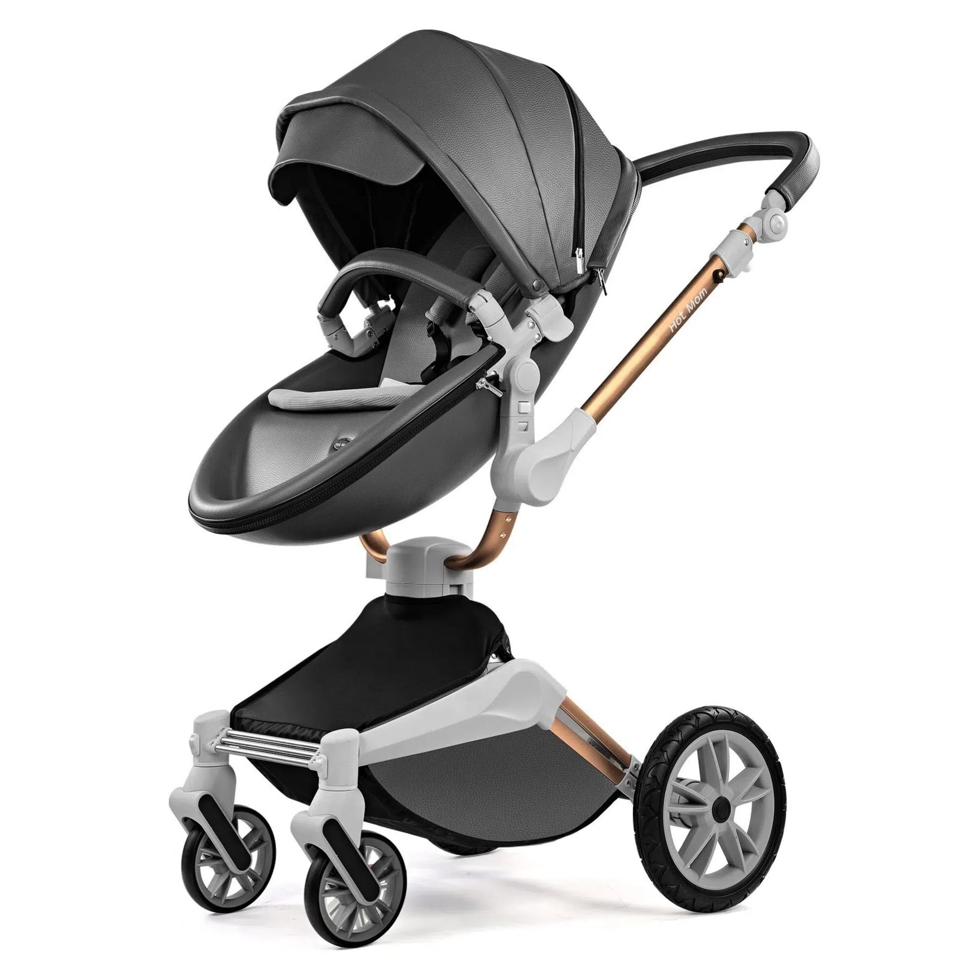 Leather Stroller 360 Rotate Baby Stroller With PU Leather
