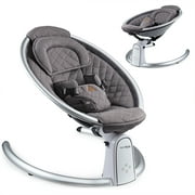 Hot Mom Electric Baby Bouncer, Bluetooth Baby Rocker with Intelligence Timing, Adjustable Seat for 0-12 Months, Dark Grey