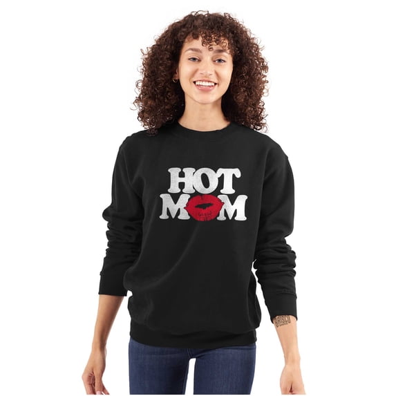 Hot Mom Funny Best Cool Mothers Day Women Crewneck Sweatshirt Brisco Brands S