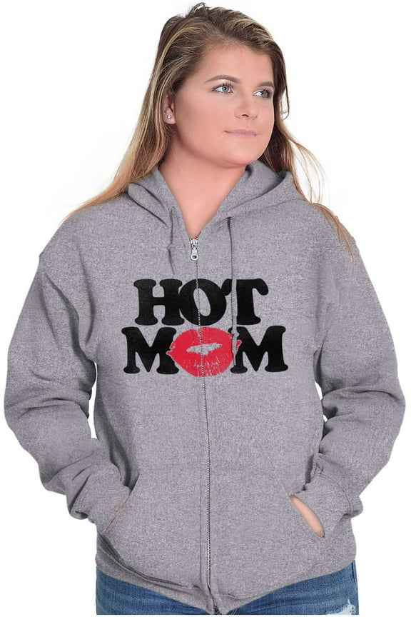 Hot Mom Funny Best Cool Mothers Day Zip Hoodie Sweatshirt Women Brisco Brands S