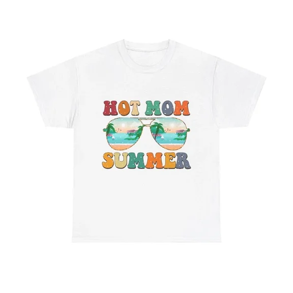 Hot Mom Summer T-Shirt Vacation Vibes Beach Relax Unisex Softstyle Tee Cotton