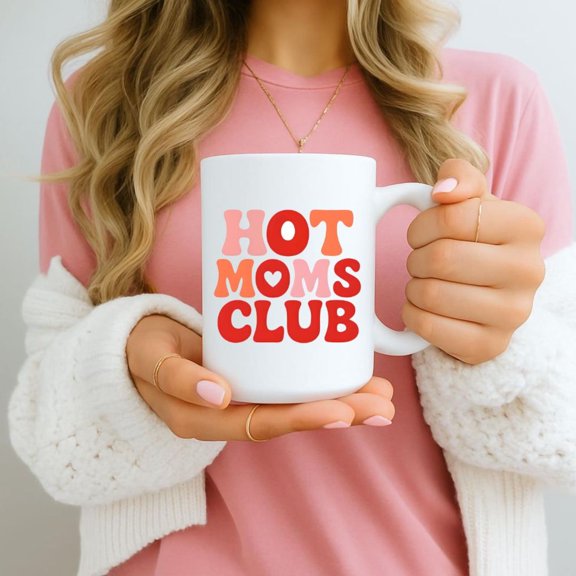 Hot Moms Club Coffee Mug, Sassy Mom Gift, Groovy Mom