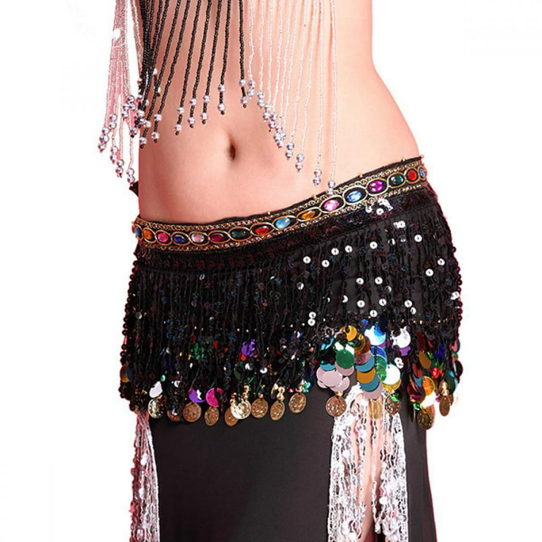 Hot Multi Color Chiffon Belly Dance Hip Scarf Coin Sequin Belt Skirt Tassel  Hip Wrap