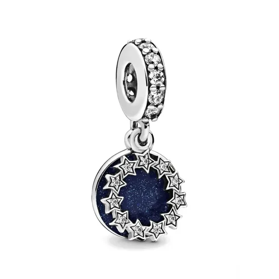 Hot New Fashion Sterling Silver Plated Moon Star Sun Blue Pendant Fit Women Fine Dangle Bracelet Accessories Bead Charms