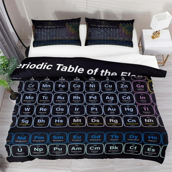 Hot New Periodic Table Duvet Cover Set Science Freak Chemistry Lovers Colorful Element Table for Fun