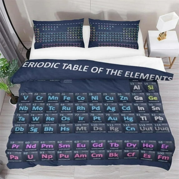 Hot New Periodic Table Duvet Cover Set Science Freak Chemistry Lovers Colorful Element Table for Fun