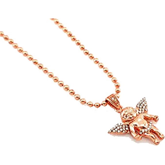 Hot New Rose Gold Tone Angle Mini Pave CZ Stones Pendant Necklace 30" Ball Chain#2