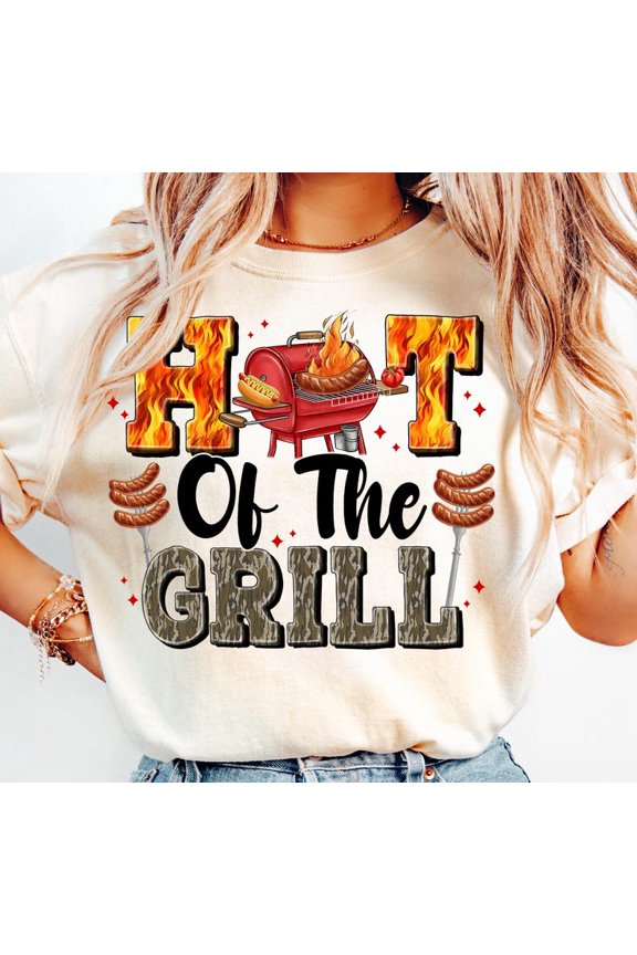 Hot Off the Grill T-Shirt– Funny BBQ Dad Tee with Grill Master Graphics, Perfect for Father’s Day or 4th of July Cookouts