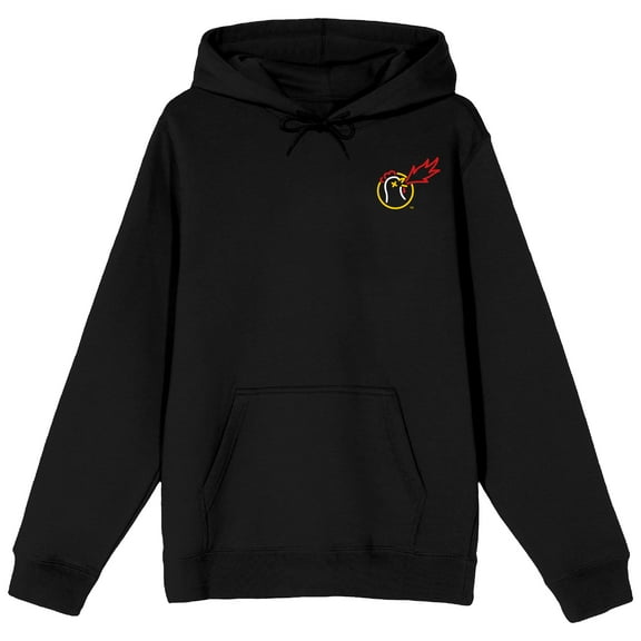 Hot Ones Front & Back Logo Adult Black Long Sleeve Hooded Sweatshirt-Medium