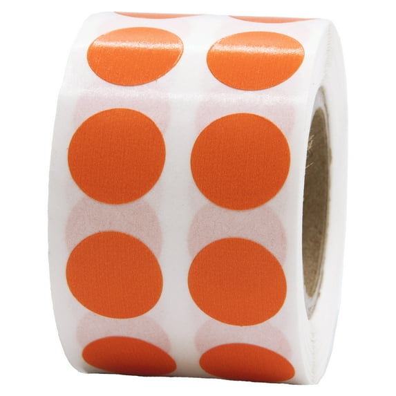 Hot Orange Circle Dot Stickers | 0.5" Inch Round | 1000 Pack