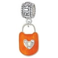 thumbnail image 1 of Hot Orange Enamel Lock with Clear Crystals - Trust In God Charm Bead, 1 of 1