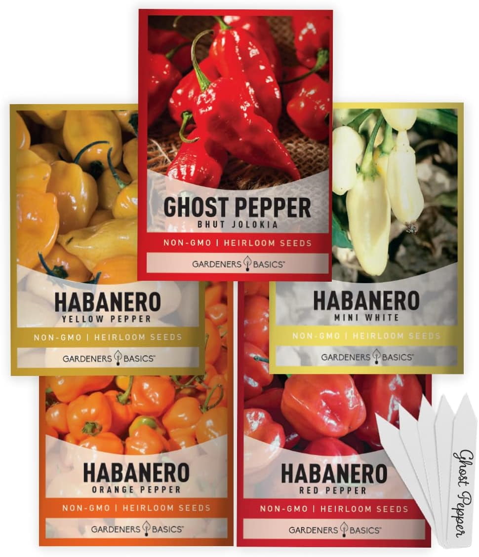 Hot Pepper Seeds For Planting Ghost Habanero 5 Varieties Pack Ghost