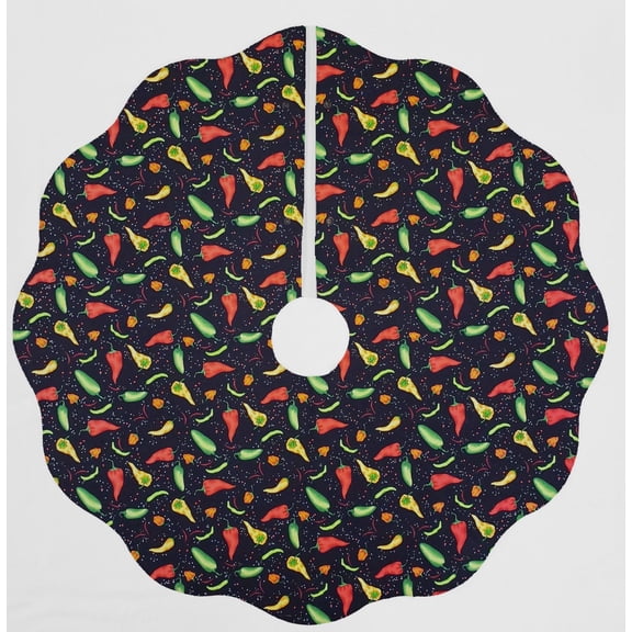 Hot Peppers Christmas Tree Skirt By Penny's Needful Things (Scalloped)