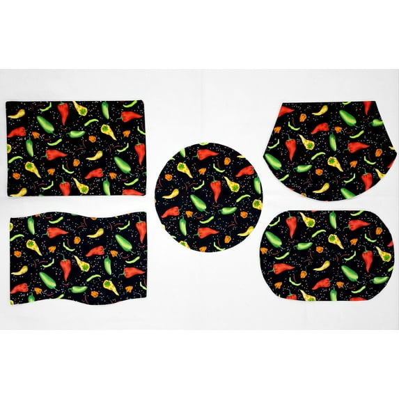Hot Peppers Placemats by Penny's Needful Things (Rectangle - Set of 6)