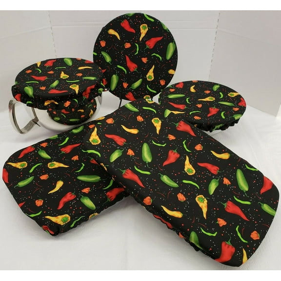 Hot Peppers Reusable Fabric Bowl and Casserole Pan Covers by Penny's Needful Things (2 Casserole Pan Covers)