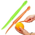 thumbnail image 1 of Guczhu Orange peeler|Plastic orange peeler|Orange peeler tool|Citrus peeler|Fruit peeler|Kitchen Gadgets, (Green & Orange), 1 of 9