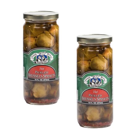 Hot Pickled Brussel Sprouts, Two 16 oz Glass Jars