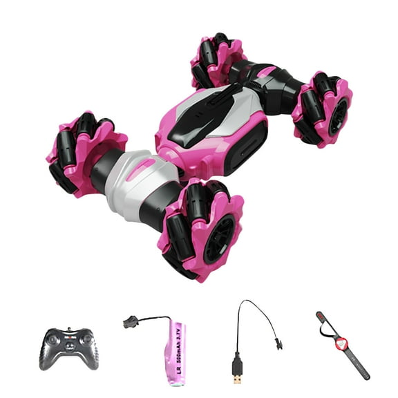 Hot Pink 4Wd Radio Control Stunt Car With Gesture Induction Twisting Off Road Vehicle Led Light Climbing Crawler Rc Toy