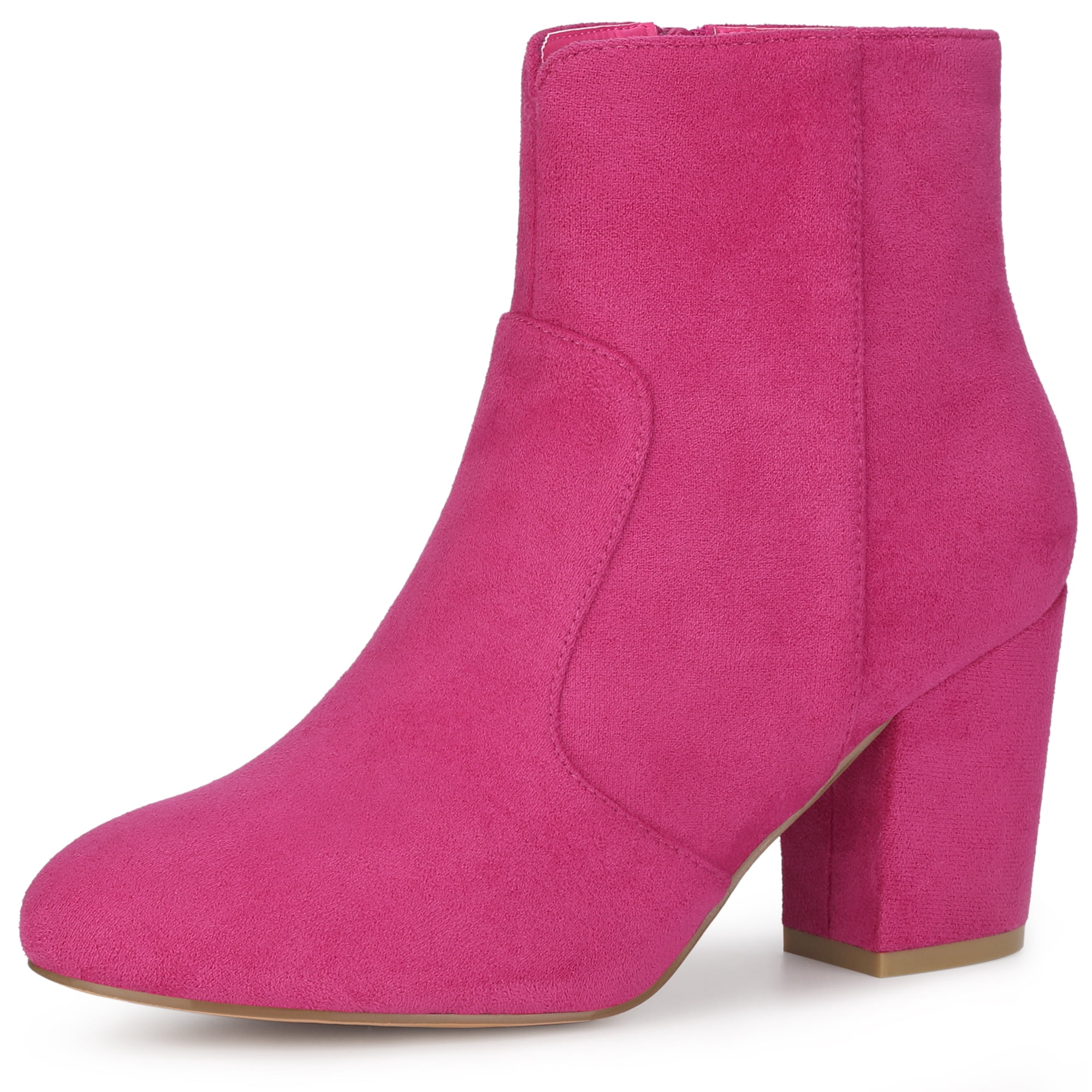 DARING DIVA Stylish Heel Round Toe and Chunky Heels Boots Hot Pink 7