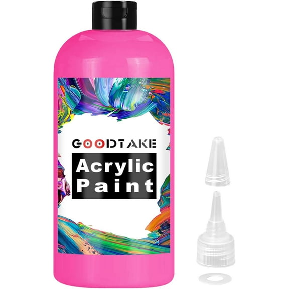 Hot Pink Acrylic Paint, Titanium White Paint (200ml / 7oz) Bottle, Art Craft Paints for Canvas Painting, Rock, Stone, Wood, Fabric, Art Supplies (Hot Pink, 7 Fl Oz)