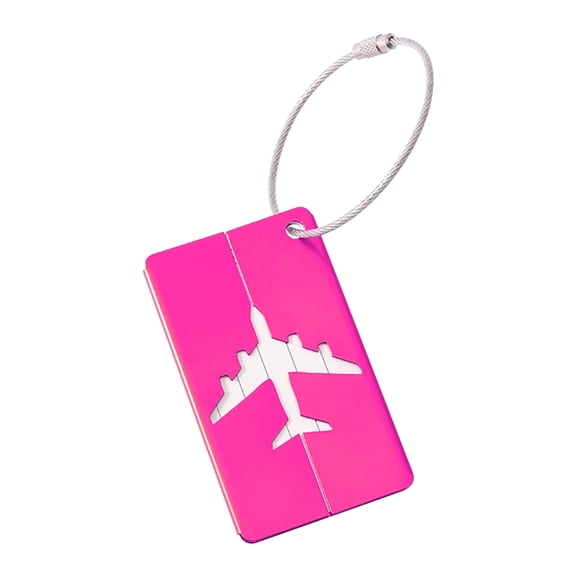Hot Pink Aluminum Alloy Luggage Tag For Suitcase Baggage Handbag School Instrument Label Travel Id Tag With Stainless Steel Ring Durable And Lightweight For Travelers