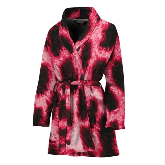 Hot Pink And Black Cheetah Women Bathrobe One Size Univeral Fits Fashion Lightweight Plush Fleece Long Robe For Women