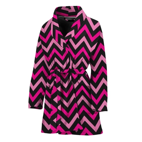 Chevron Hot Pink Black Pattern Bathrobe Women