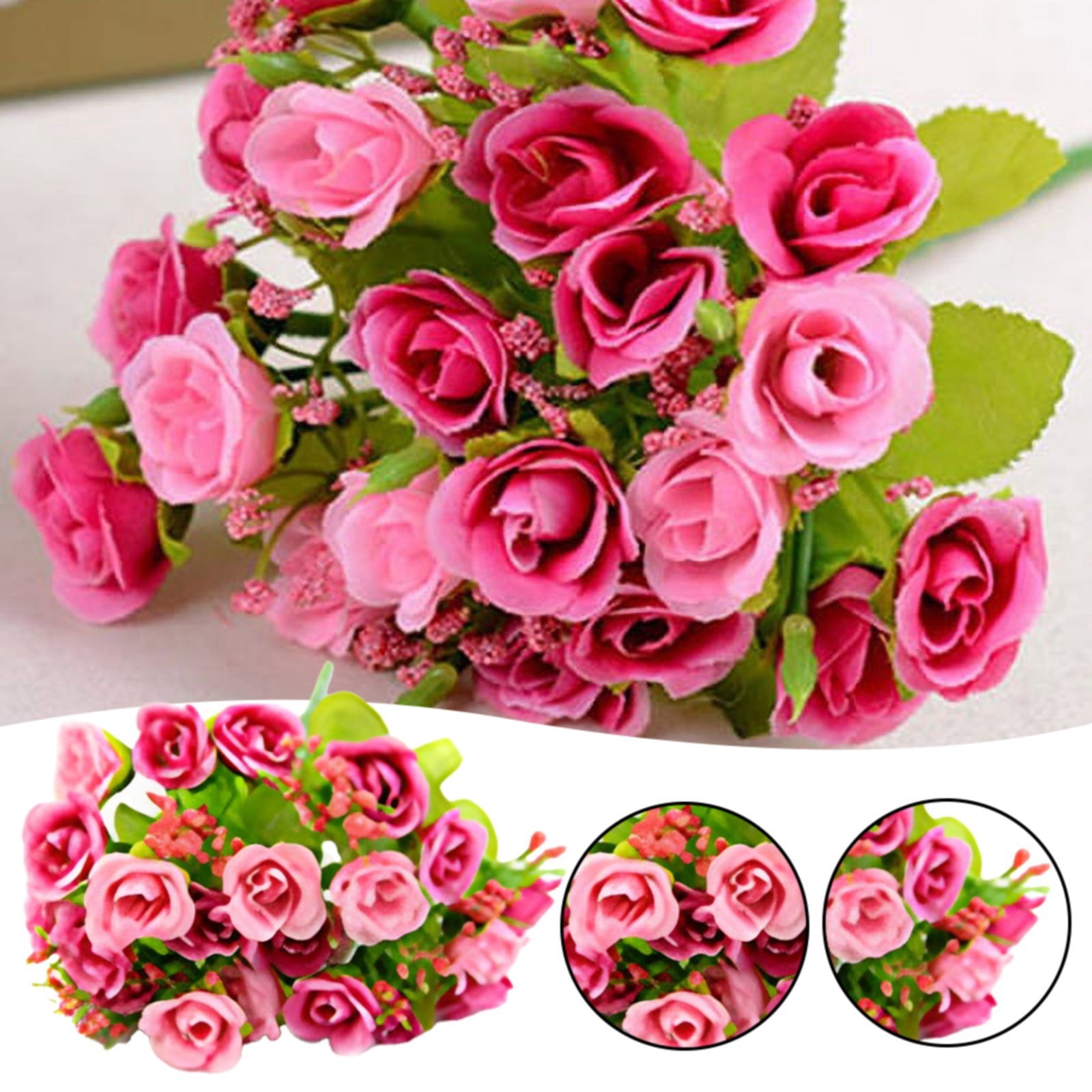 Hot Pink Artificial Silk Rose Bouquet 21 Heads With Long Stems, By ...