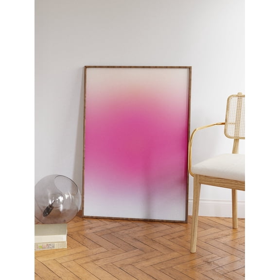Hot Pink Aura Gradient Wall Art, Vibrant Minimalist, Aesthetic Color Field Decor, For Bedroom Or Office Home Decor #725, Unframed Poster Size 16x24