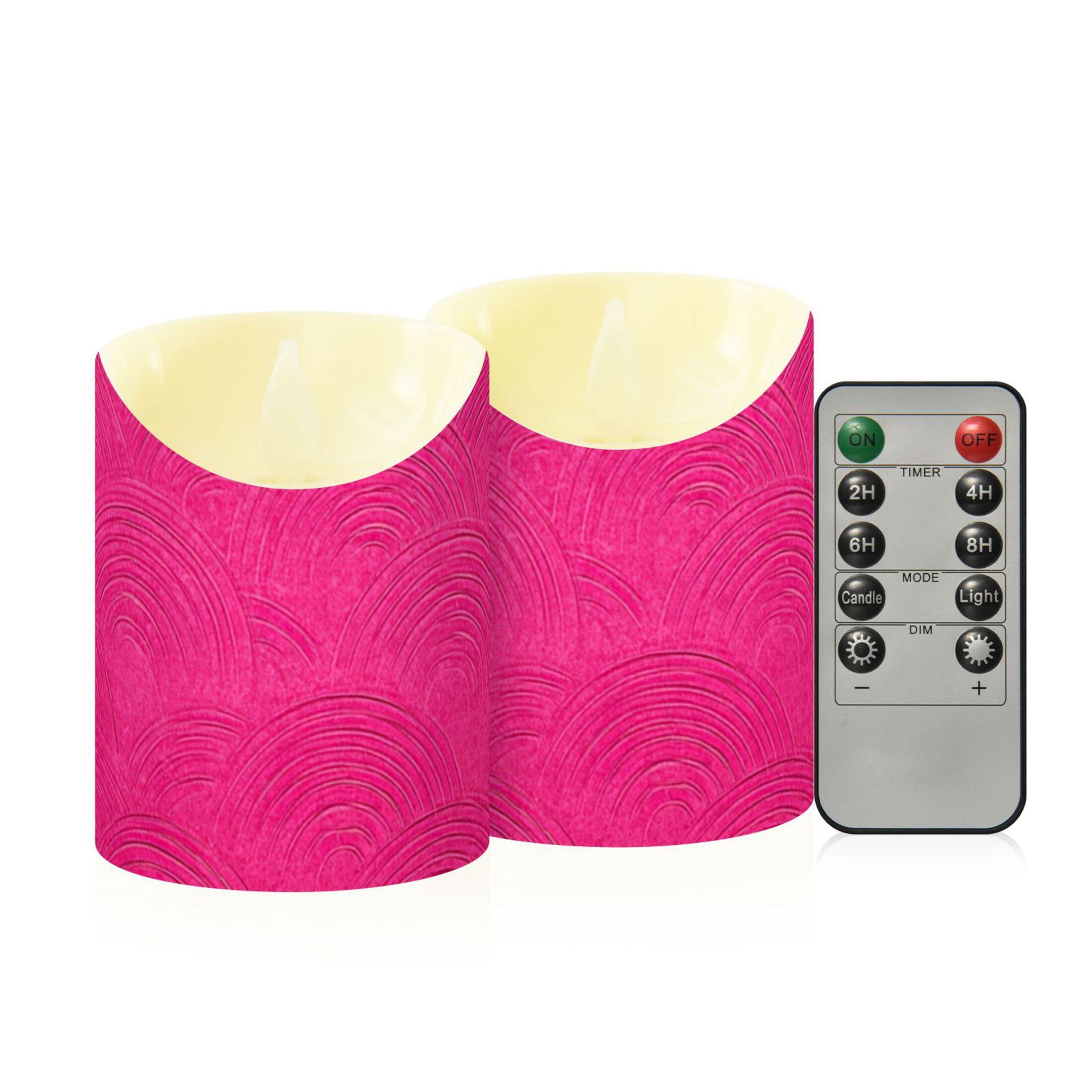 Hot Pink Background with Waves Flickering Flameless Candles with Remote Timer Battery Operated LED Tealight Set of 2 M
