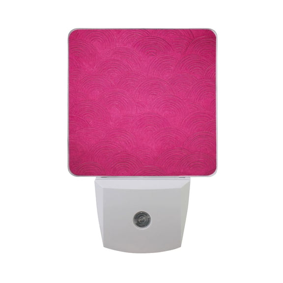 Hot Pink Background with Waves LED Night Light Sensor Lamp Plug-in Adjustable Brightness 2 Pack