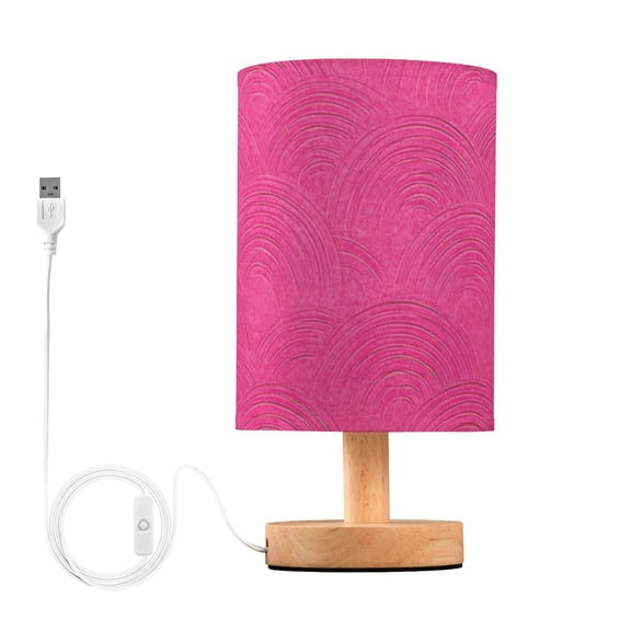 Hot Pink Background with Waves Table Lamp with USB Port LED Warm Light Lamp Night Light Home Decor