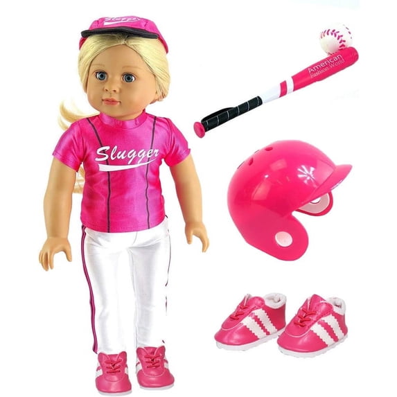 Hot Pink Baseball Slugger Outfit with Accessories For 18 inch dolls