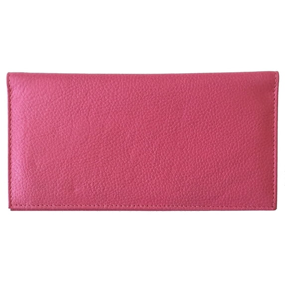 Hot Pink Basic Leather Checkbook Cover