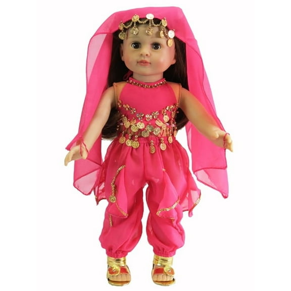 Hot Pink Belly Dancer Outfit for 18-Inch Dolls | Dolls Clothes | American Fashion World