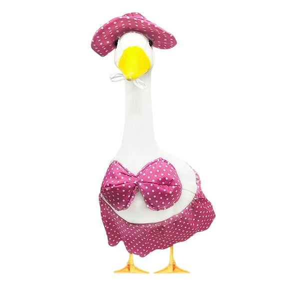 Hot Pink Bikini Goose Clothes, Polka Dot Bikini with Bow, Matching Skirt and Hat for 23 Inch Garden Goose, Fun and Whimsical Summer Patio Display