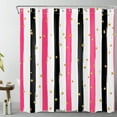 thumbnail image 1 of Hot Pink and Black Striped Shower Curtain Decor, Black and White Geometric Modern Aesthetics Shower Curtain for Bathroom 69X70 inch Polyester Fabric Bathroom Decoration Bath Curtains Hooks Included, 1 of 6