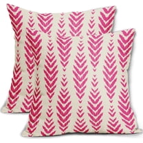 Hot Pink Boho Pillow Covers 18x18 Set of 2 Bohemian Ethnic Geometric Herringbone Print Decorative Throw Pillows Outdoor Pillowcase Square Farmhouse Cushion Case Decor for Couch Sofa Bed