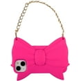 thumbnail image 1 of Hot Pink Bow-Knot Phone Case Compatible with iPhone 15 Pro, Cute 3D Cartoon Big Hot Pink Bow Tie iPhone Cases with Lanyard Soft Shockproof Silicone Case, 1 of 7