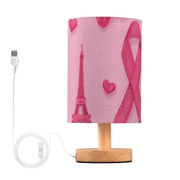 Hot Pink Bows Hearts Effiel Tower Valentine Table Lamp with USB Port LED Warm Light Lamp Night Light Home Decor