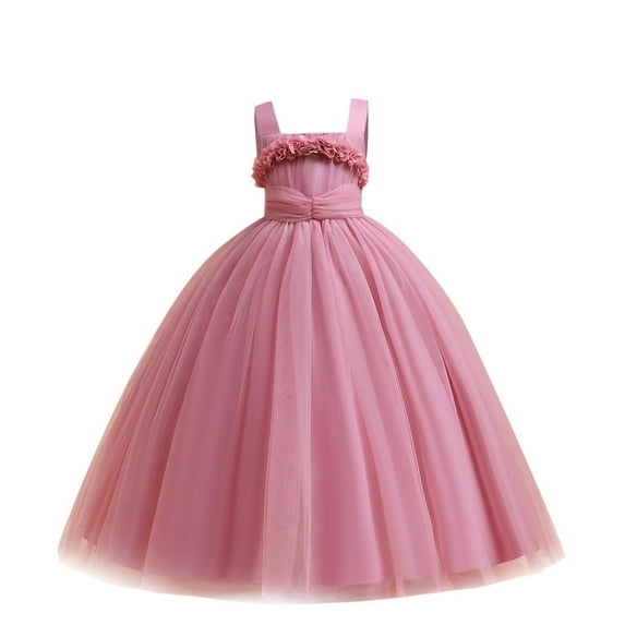 Hot Pink Boy Girl Formal Date Night Evening Gowns Birthday for Kids Girl Boy Sleeveless Short Sleeve Crew Neck Flower Dress Homecoming Dresses Kid 12 Years