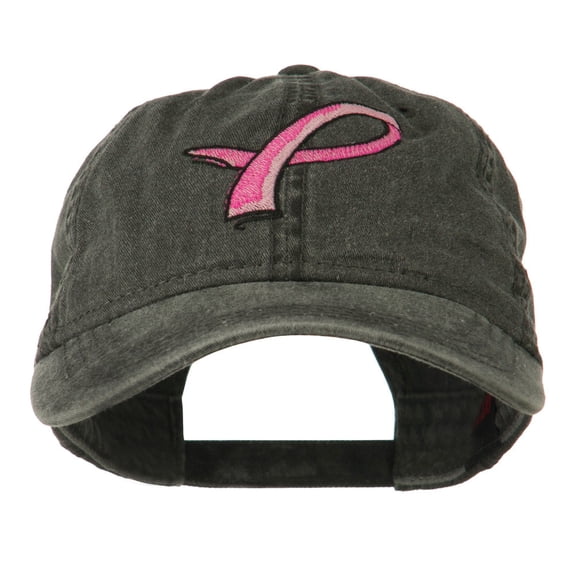 Hot Pink Breast Cancer Logo Embroidered Washed Cap - Black OSFM