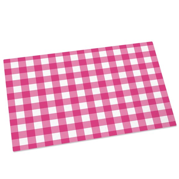 Hot Pink Checks Door Mat 16x24 Inch Gingham Plaid Abstract Modern Minimalist Entryway Rug with Non-Slip Rubber, Front Door Mat Indoor Floor Mats for Living Room Bathroom Bedroom Home Office